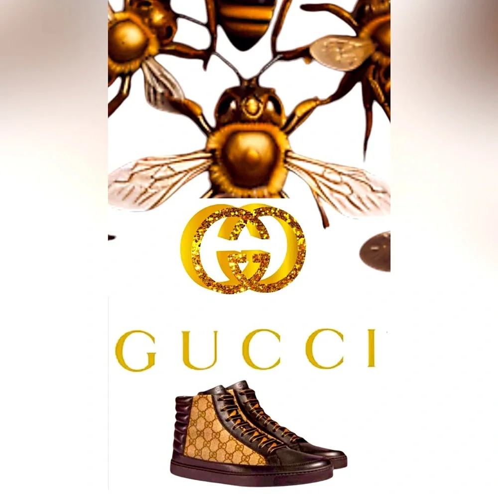 Gucci Brown and Gold High-Top Sneakers